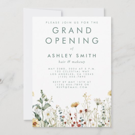 Summer Wildblume Field Grand Opening Einladung (Vorderseite)