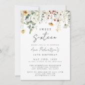 Summer Wildblume Field Sweet 16 Geburtstag Einladung (Vorderseite)