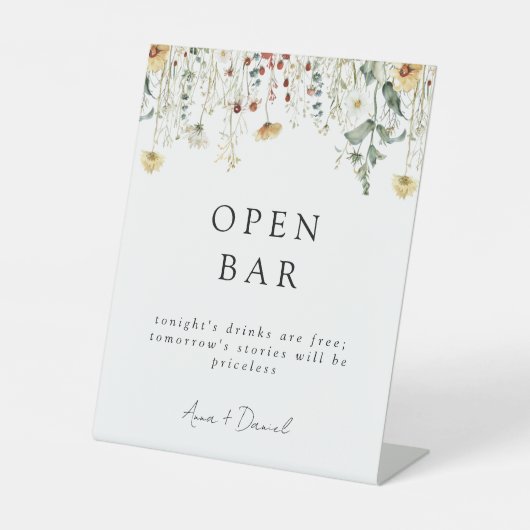 Summer Wildblume Field Wedding Open Bar Sockelschild (Vorderseite)