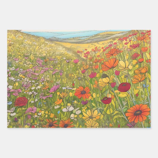 Summer Wildblume Fields | Schwergewicht Geschenkpapier Set (Vorderseite 2)