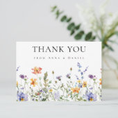 Summer Wildblume Garden Wedding Danke Card (Stehend Vorderseite)