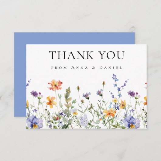 Summer Wildblume Garden Wedding Danke Card (Vorne/Hinten)