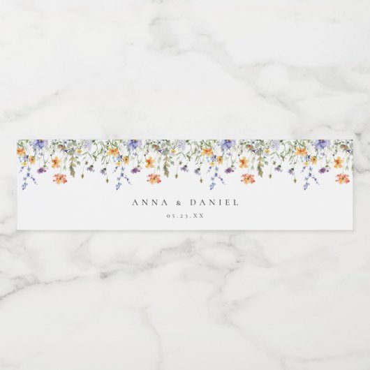Summer Wildblume Garden Wedding Wasserflaschenetikett (Einzelnes Label)