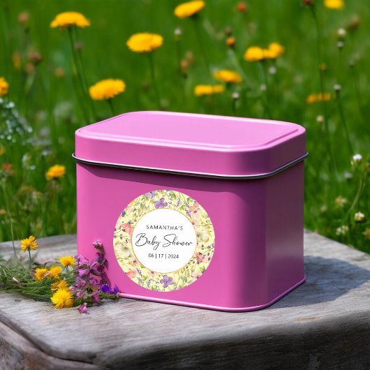 Summer Wildblume Meadow Baby Dusche Runder Aufkleber