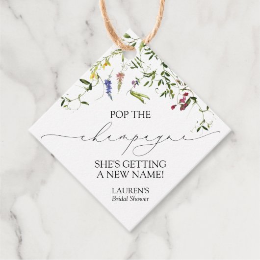 Summer Wildblume Mini Champagne Flasche Geschenkanhänger (Vorderseite)