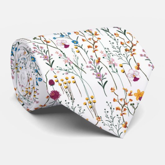 Summer Wildblume Pattern Krawatte (Gerollt)