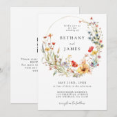 Summer Wildblume QR Code Hochzeit Einladung (Vorne/Hinten)