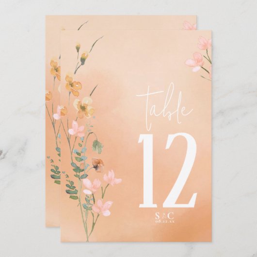Summer Wildblume Tischnummer V2 Apricot ID1023 (Vorne/Hinten)