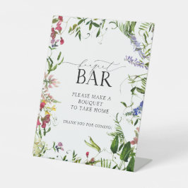 Summer Wildblume Wasserfarbendusche Bouquet Bar Sockelschild