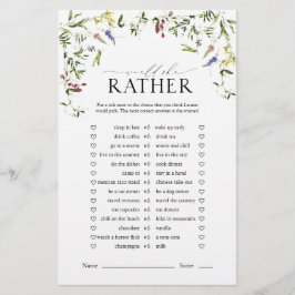 Summer Wildblume Watercolor Brautparty Game