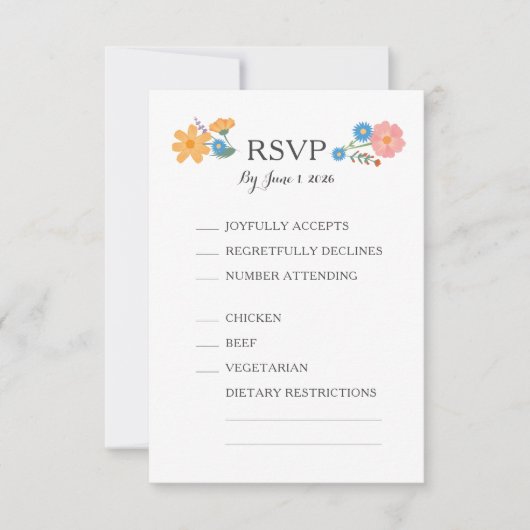 Summer Wildblume Wedding RSVP Card Karte (Vorderseite)