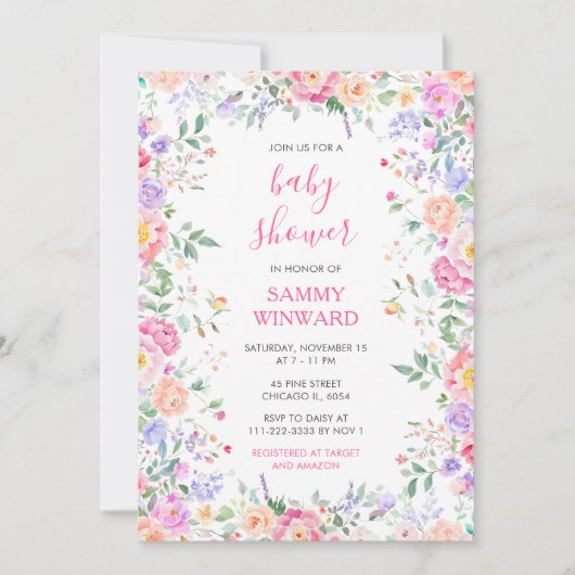 Summer Wildblumen Blumenschmuck Einladung (Vorderseite)