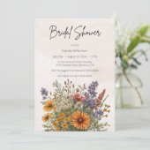 Summer Wildblumen Bridal Dusche Einladung (Stehend Vorderseite)