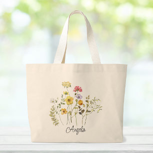 Summer Wildblumen Bridesmaid Große Totttasche Jumbo Stoffbeutel