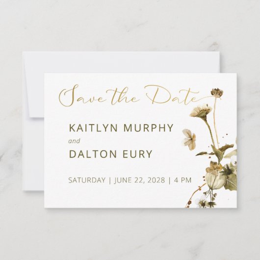 Summer Wildblumen & Daisies Save the Date Card (Vorderseite)