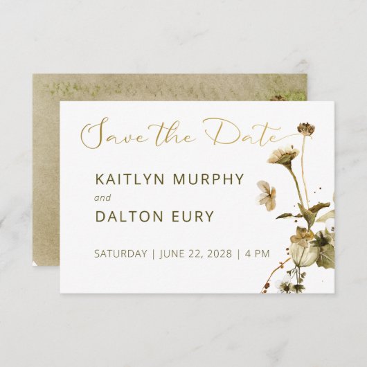 Summer Wildblumen & Daisies Save the Date Card (Vorne/Hinten)