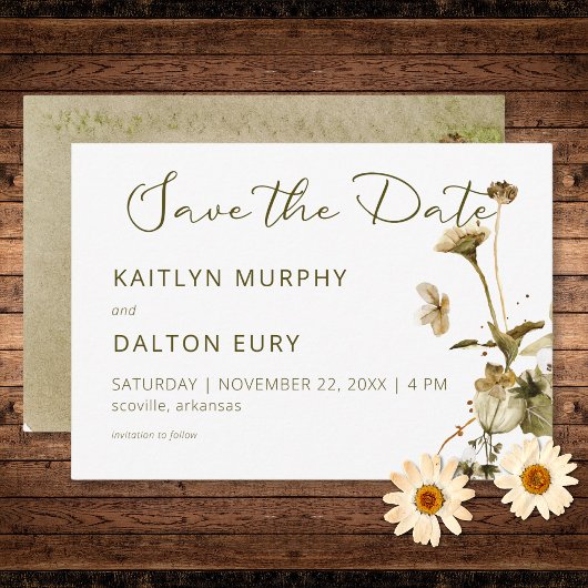 Summer Wildblumen & Daisies Save the Date Card