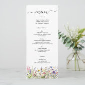 Summer Wildblumen Menü Karte personalisiert (Stehend Vorderseite)