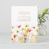 Summer Wildblumen Romantic Boho Wedding Einladung (Stehend Vorderseite)