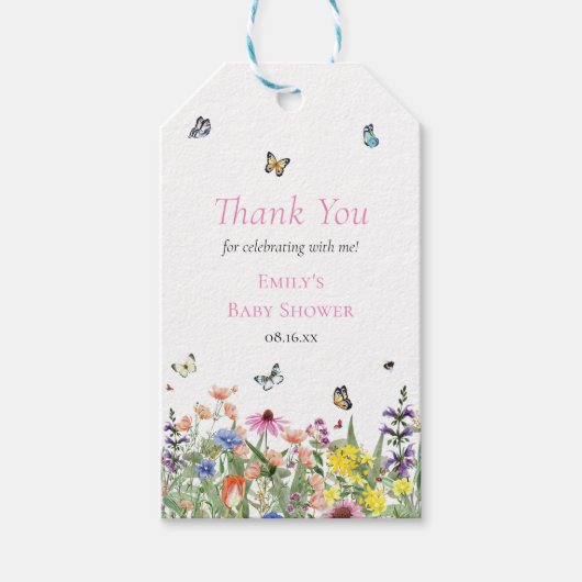 Summer Wildblumen & Schmetterlinge Vielen Dank Geschenkanhänger (Vorderseite)