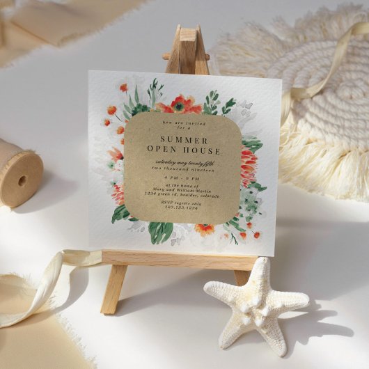 Summer Wildblumen Square Open House Einladung