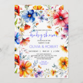 Summer Wildblumen Wreath Baby Dusche Einladung (Vorne/Hinten)