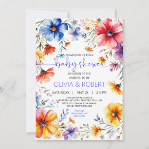 Summer Wildblumen Wreath Baby Dusche Einladung