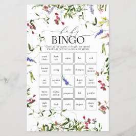 Summer Wildflower Babyshower Bingo Game Flyer