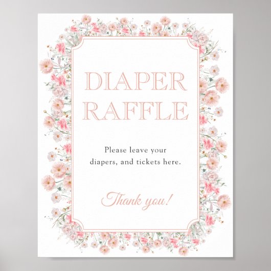 Summer Wildflower Diaper Raffle Baby Shower Poster (Vorne)