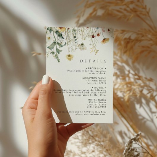 Summer Wildflower Field Wedding Enclosure Card Begleitkarte