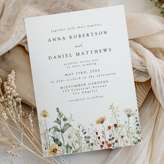 Summer Wildflower Field Wedding Invitation Einladung