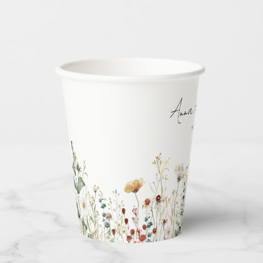 Summer Wildflower Field Wedding Pappbecher (Vorderseite)