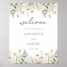 Summer Wildflower Field Wedding Welcome Poster