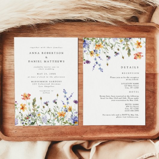 Summer Wildflower Garden All-in-One Wedding Einladung