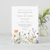 Summer Wildflower Garden QR Code Wedding Einladung (Stehend Vorderseite)