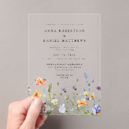 Summer Wildflower Garden Wedding Acryleinladungen