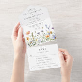 Summer Wildflower Garden Wedding All In One Einladung (Abreißen)