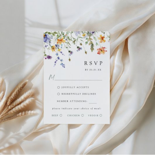 Summer Wildflower Garden Wedding RSVP Card Karte
