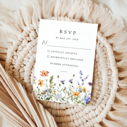 Summer Wildflower Garden Wedding RSVP Card Karte