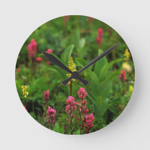Summer Wildflowers Send Forth A Riot Of Color Runde Wanduhr