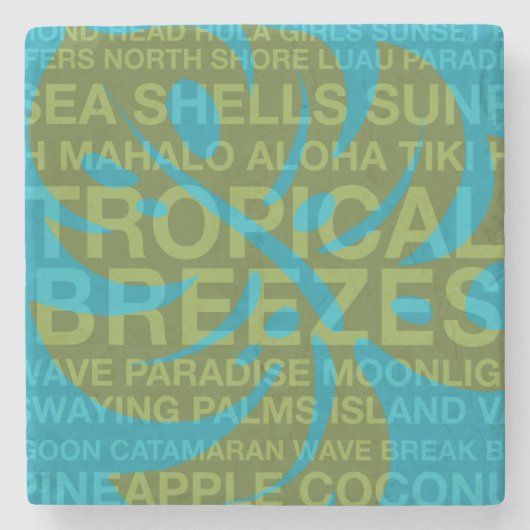 Summer Words Tropical & Monstera Tiki Bar Unterset Steinuntersetzer (Vorderseite)