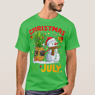Summer Xmas Lights Ananas Snowman Sand Christma T-Shirt