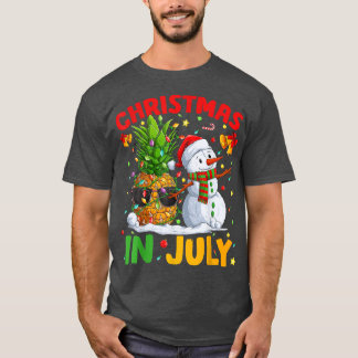 Summer Xmas Lights Ananas Snowman Sand Christma T-Shirt
