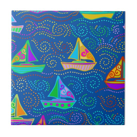 Summer Yachting Fliese (Vorderseite)