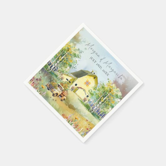 Summer Yellow Barcocktail Napkin Serviette (Ecke)