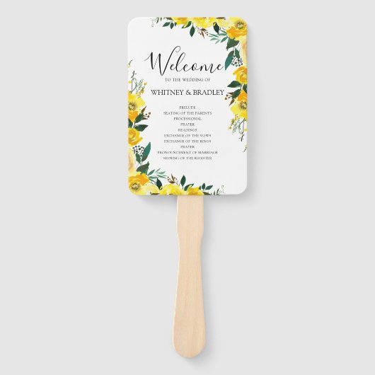 Summer Yellow Floral Wedding Program Fächer (Vorderseite)
