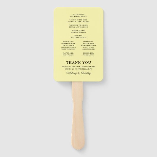 Summer Yellow Floral Wedding Program Fächer (Rückseite)