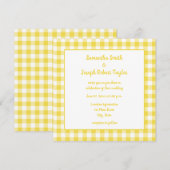 Summer Yellow Gingham Country Wedding Einladung (Vorne/Hinten)