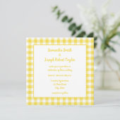 Summer Yellow Gingham Country Wedding Einladung (Stehend Vorderseite)