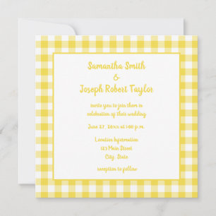 Summer Yellow Gingham Country Wedding Einladung